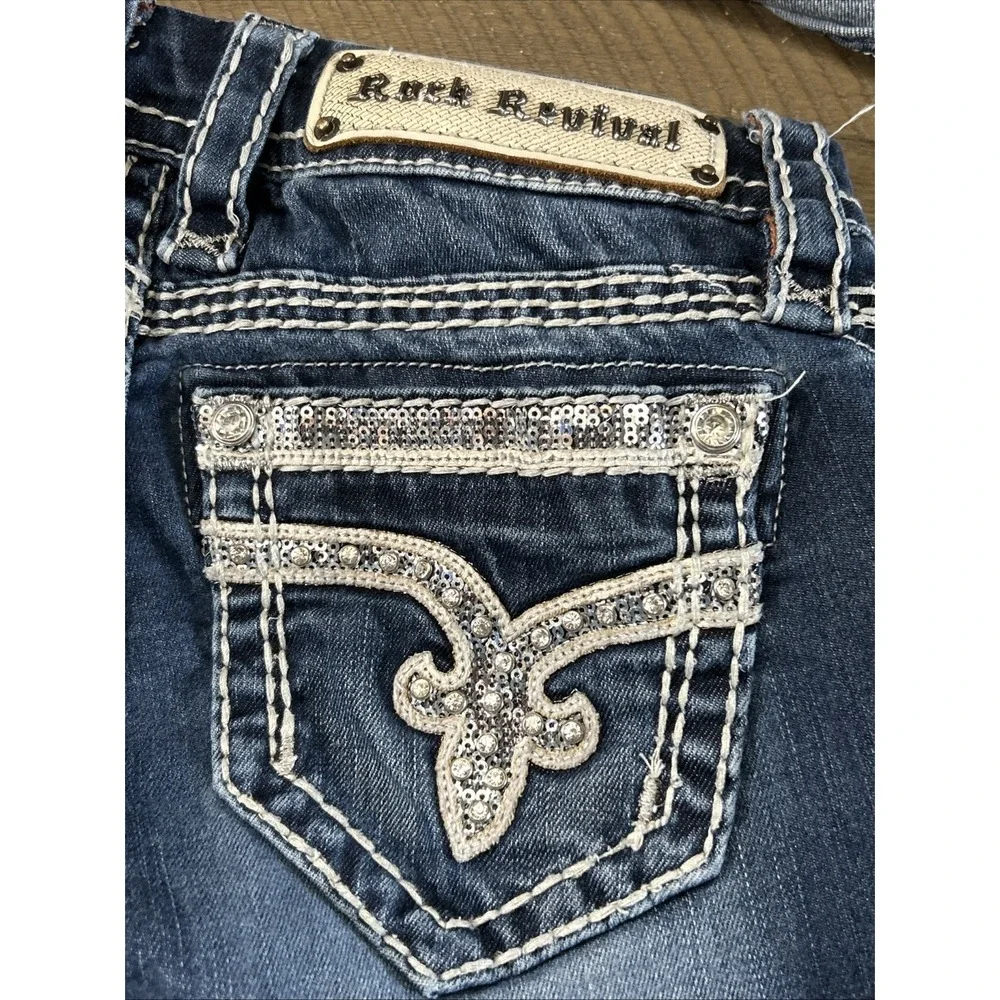 Rock Revival Sherry Straight‎ Jeans Size 24 Y2K Low Rise Stretch EC